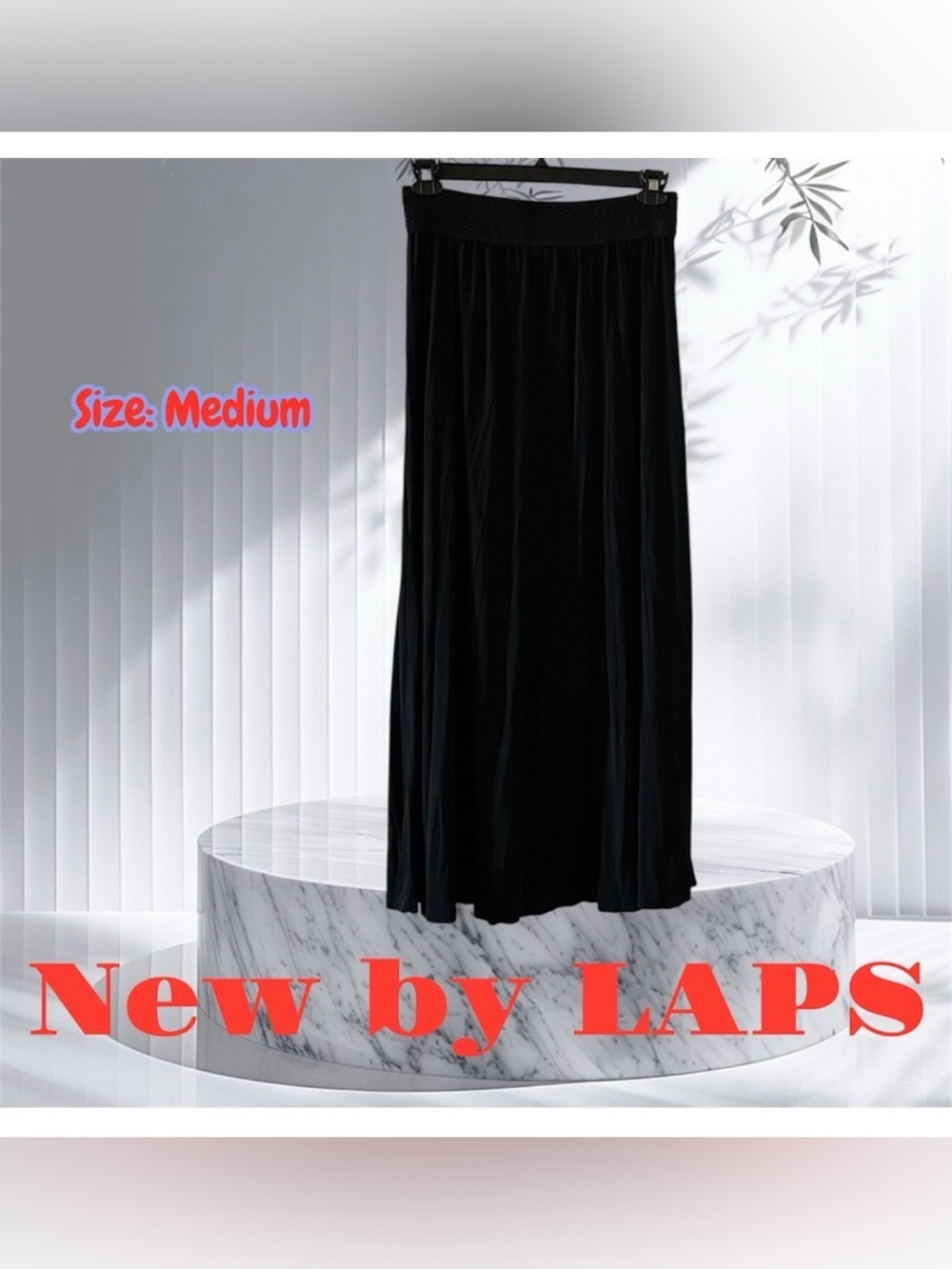 NWT LAPS Ladies Black Full Soft & Flowy Maxi Skirt New/Never Worn Ladies SZ:M